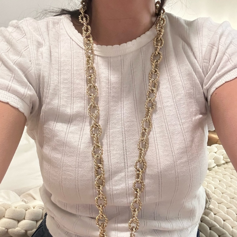 Gold Layered Chain Necklace with Pendant Details